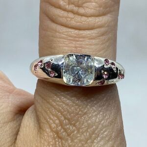 💛 Silver Plated CZ Pink Butterfly Ring